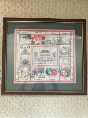 Framed 12 seasons God Bless Our Home country Cottagecore print vintage 80s 90s